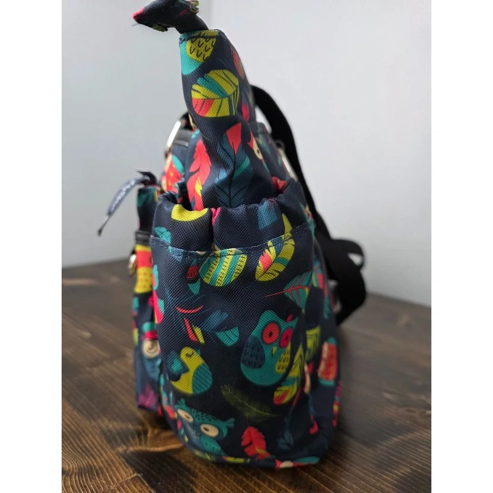 Lily Bloom Shoulder Bag Purse Owls Birds Colorful‎ Multicolor Satchel Handbag